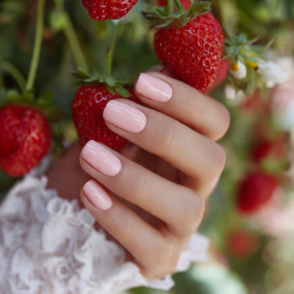 attractive strawberry milk short pink nails with o