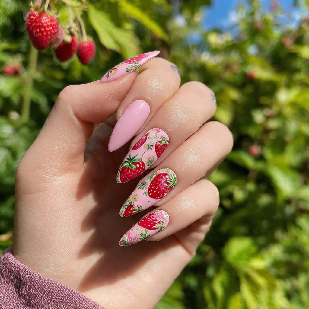 attractive strawberry milk short stiletto nails wi 1