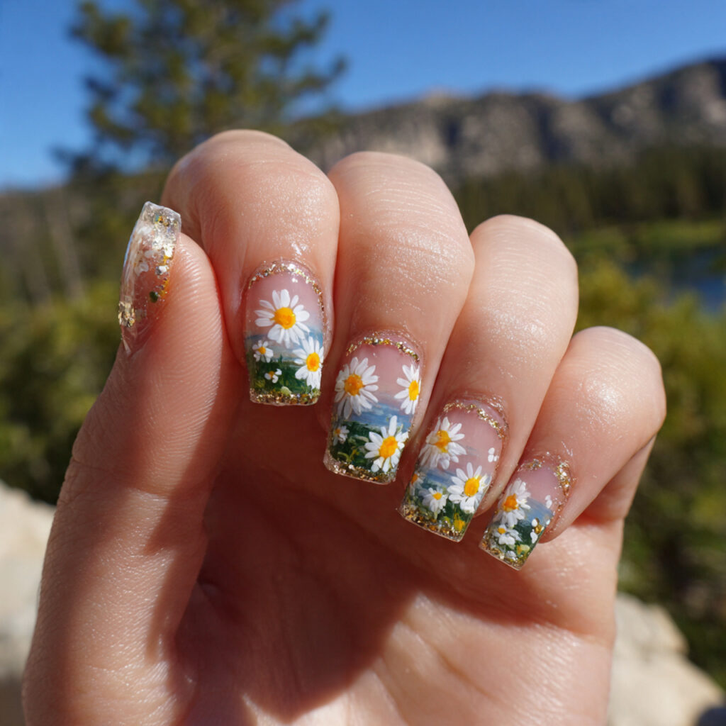 attractive tiny daisy garden nails with outdoor ba