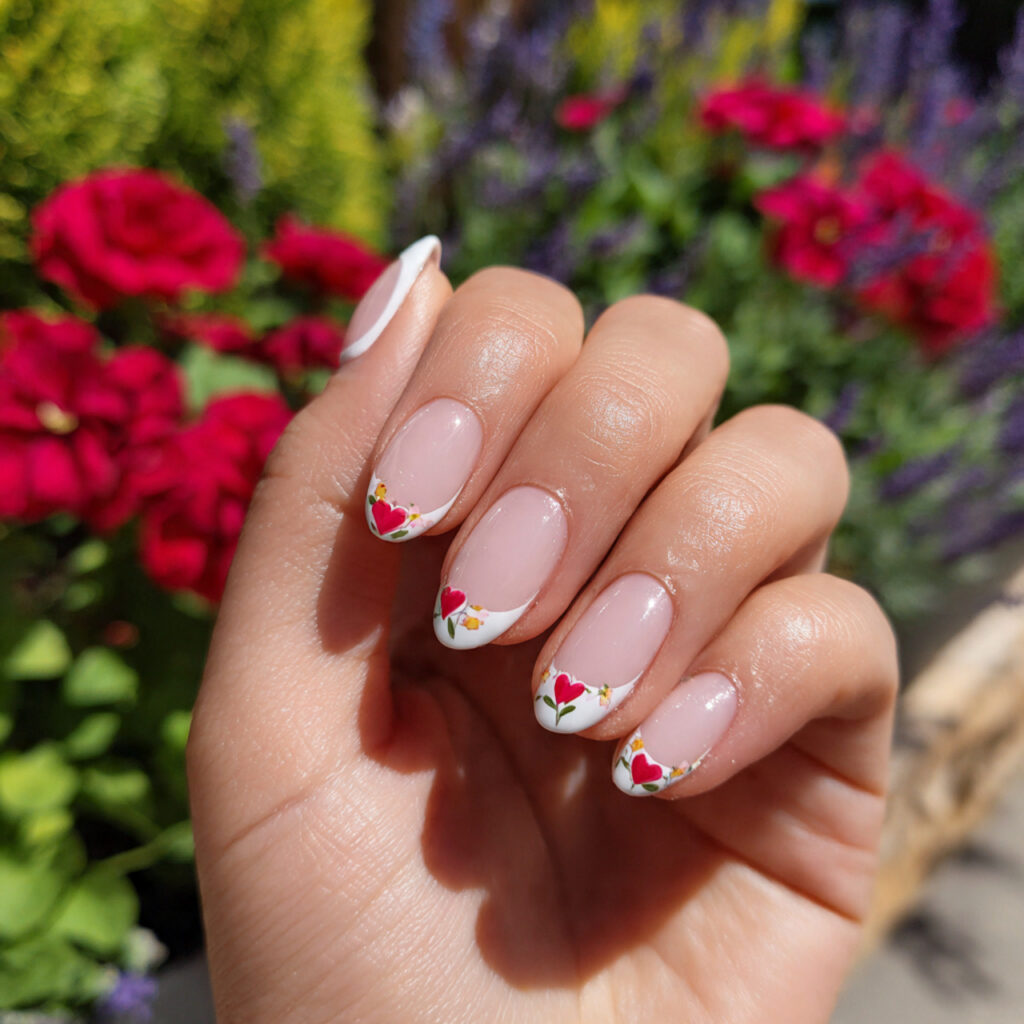 attractive tiny heart accent nails with outdoor su 1