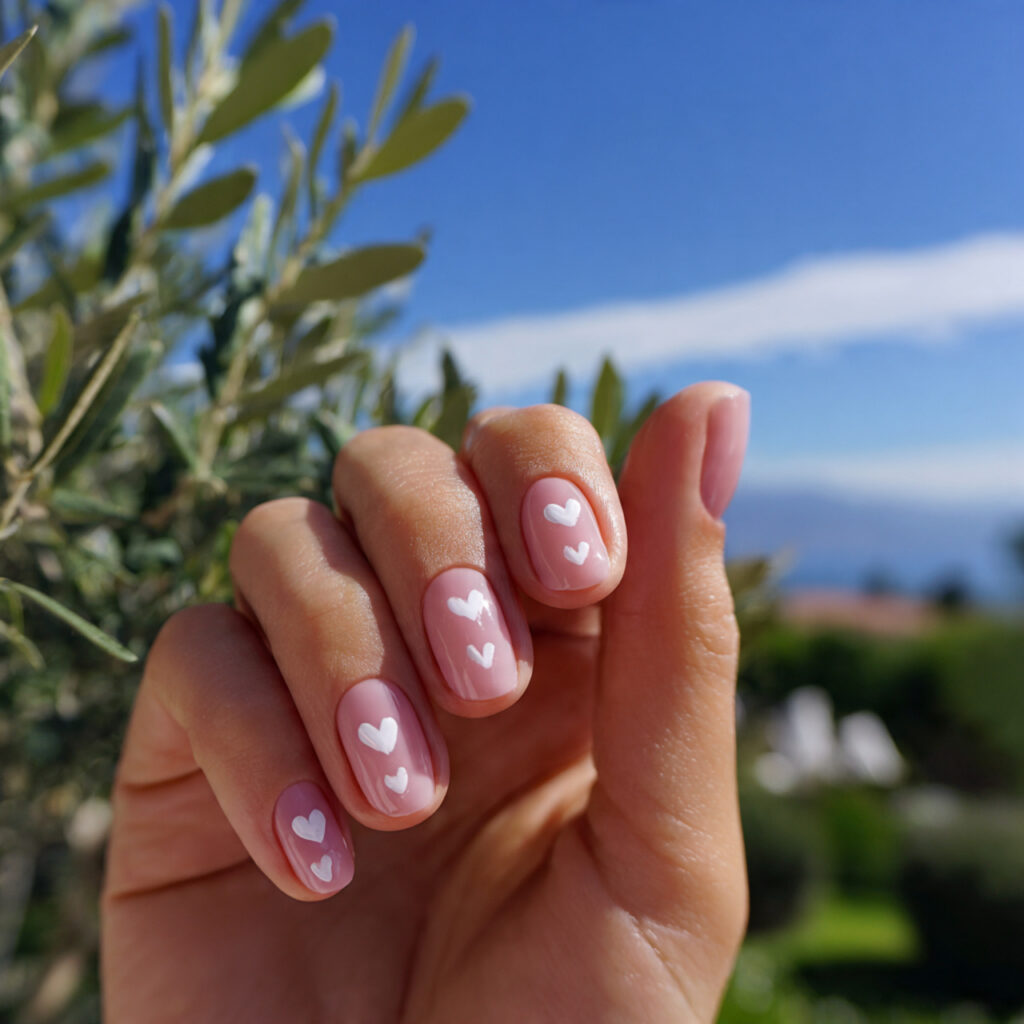 attractive tiny heart blush gel nails nails with o