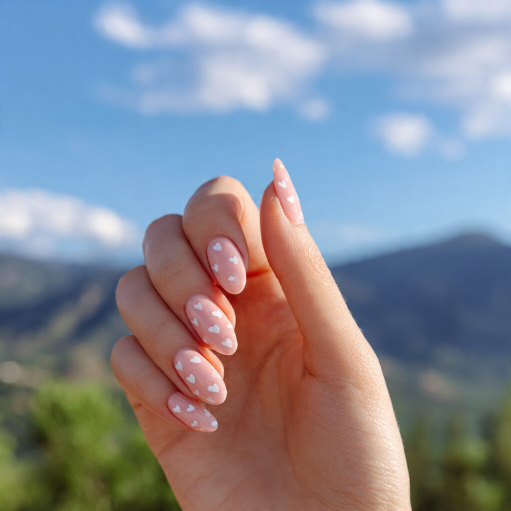 Short Almond Acrylic Nails: 14 Dreamy Designs That Feel Soft, Chic, and So Save-Worthy 10 attractive tiny heart blush short almond acrylic n