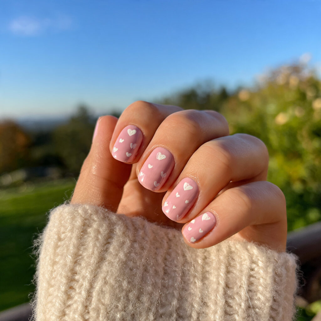 attractive tiny heart blush short square acrylic n