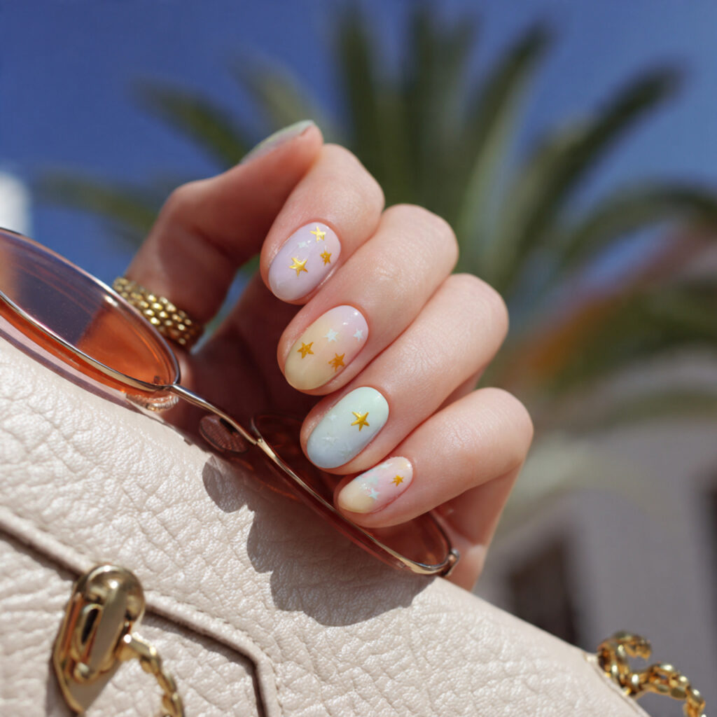 Nail Inspo Y2K: 14 Playful Y2K Nail Ideas That Feel So Cute and Nostalgic 5 attractive tiny star nail art in pastel tones with