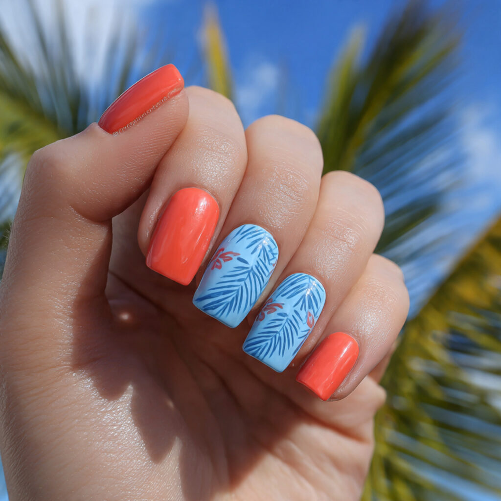 attractive tropical pop pairing coral sky blue nai