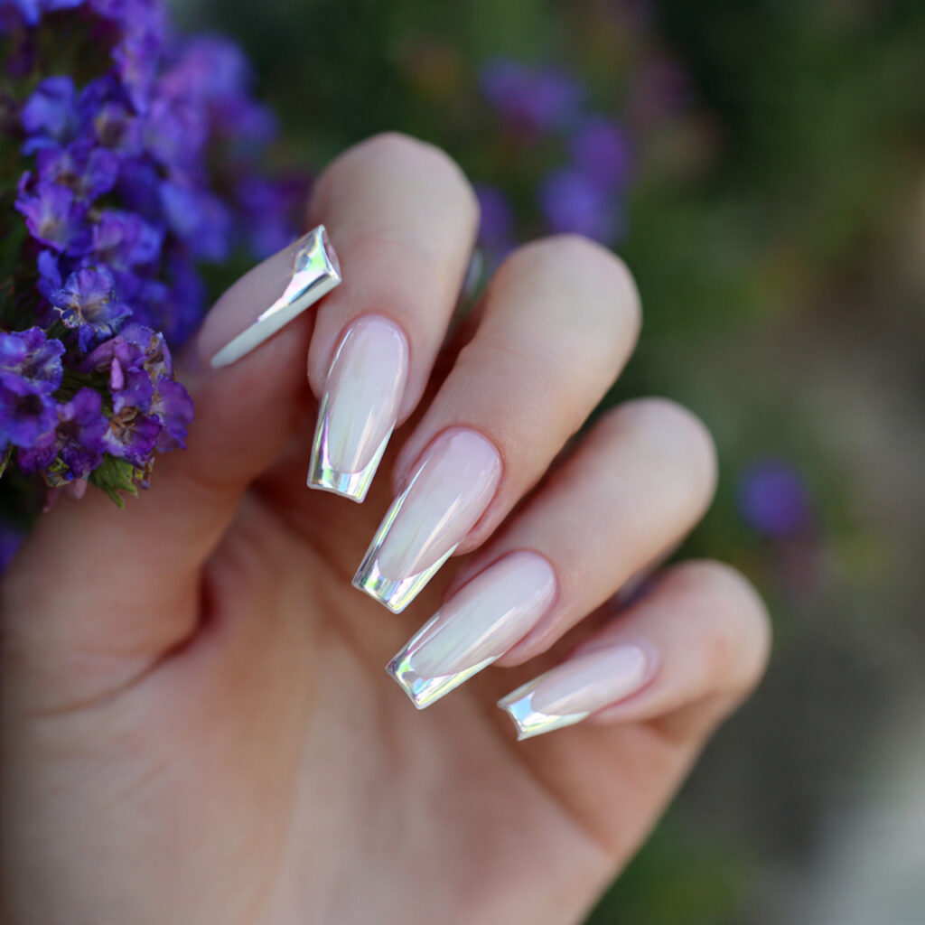 Nail Inspo French: 12 Dreamy French Tip Nail Ideas You’ll Want to Save Immediately 4 attractive vanilla chrome french coffin nails with