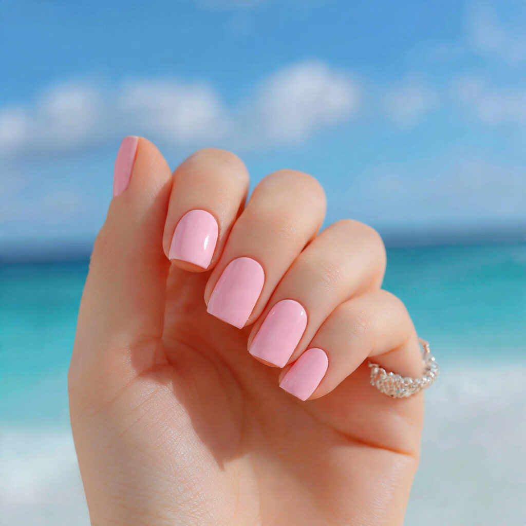 attractive vanilla cream glass shine gel nails wit