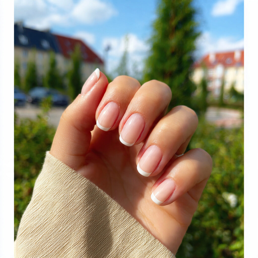 attractive vanilla cream micro french nails with o