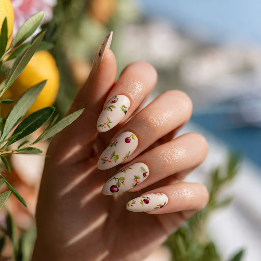 attractive vanilla cream minimal almond set nails