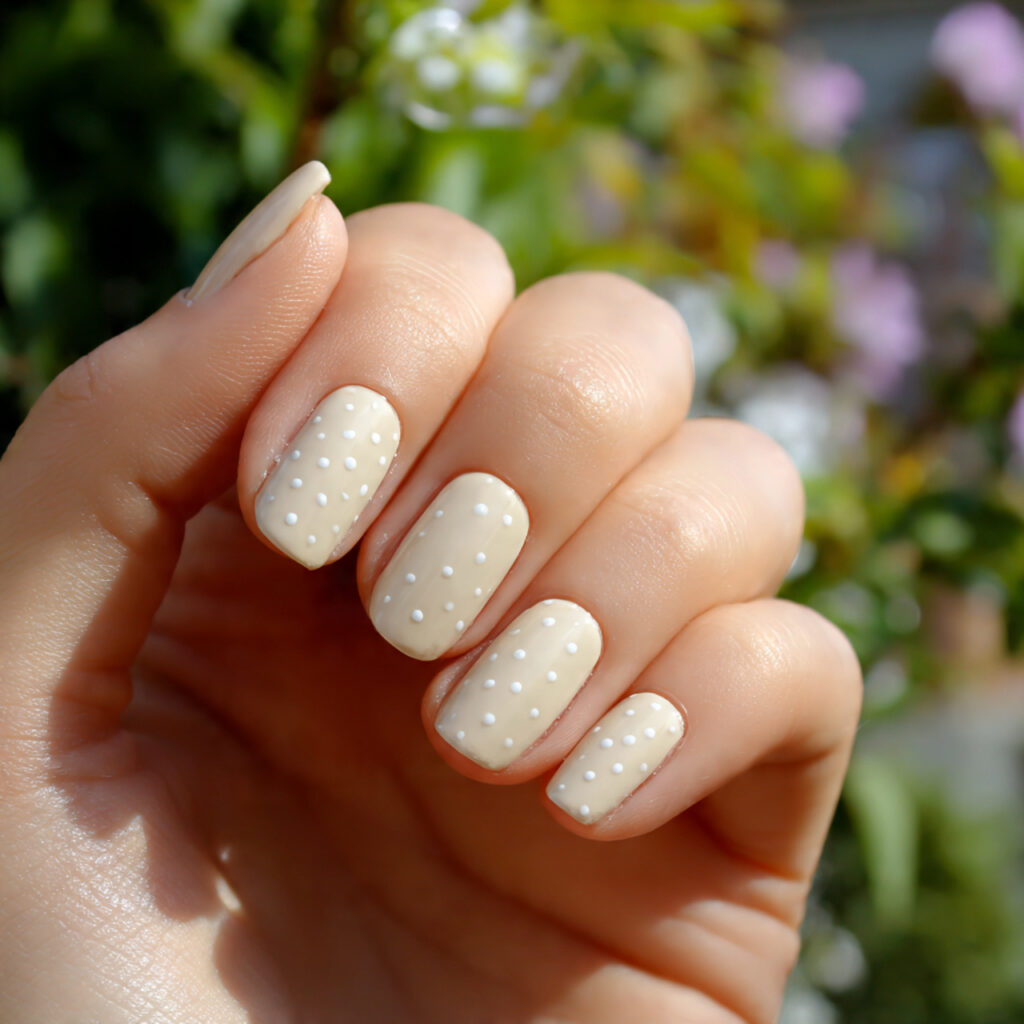 attractive vanilla cream with pearl dot accent nai