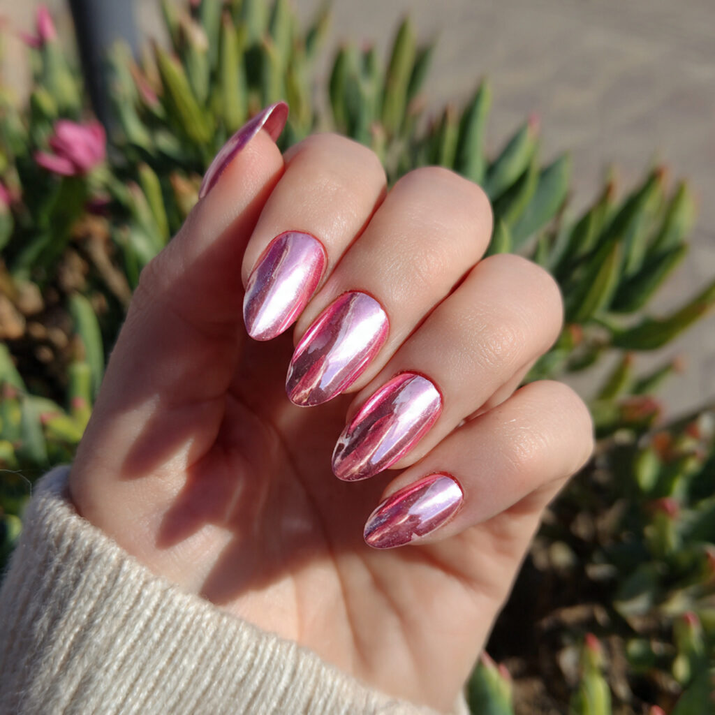 Nail Inspo 2026: 14 Aesthetic Nail Ideas That Feel So Fresh, Soft, and Trendy 4 attractive vanilla glazed chrome nails with outdoo 1