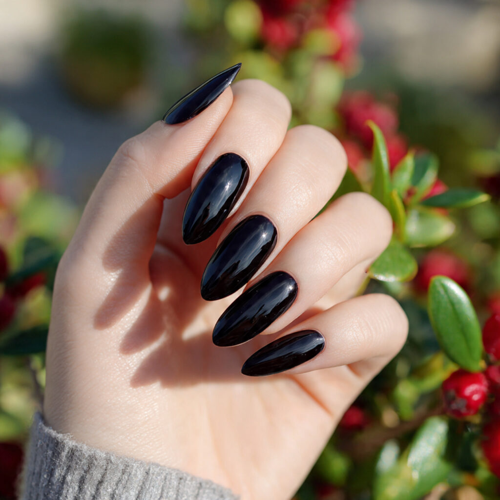 attractive velvet black cat eye nails acrylic nail 1