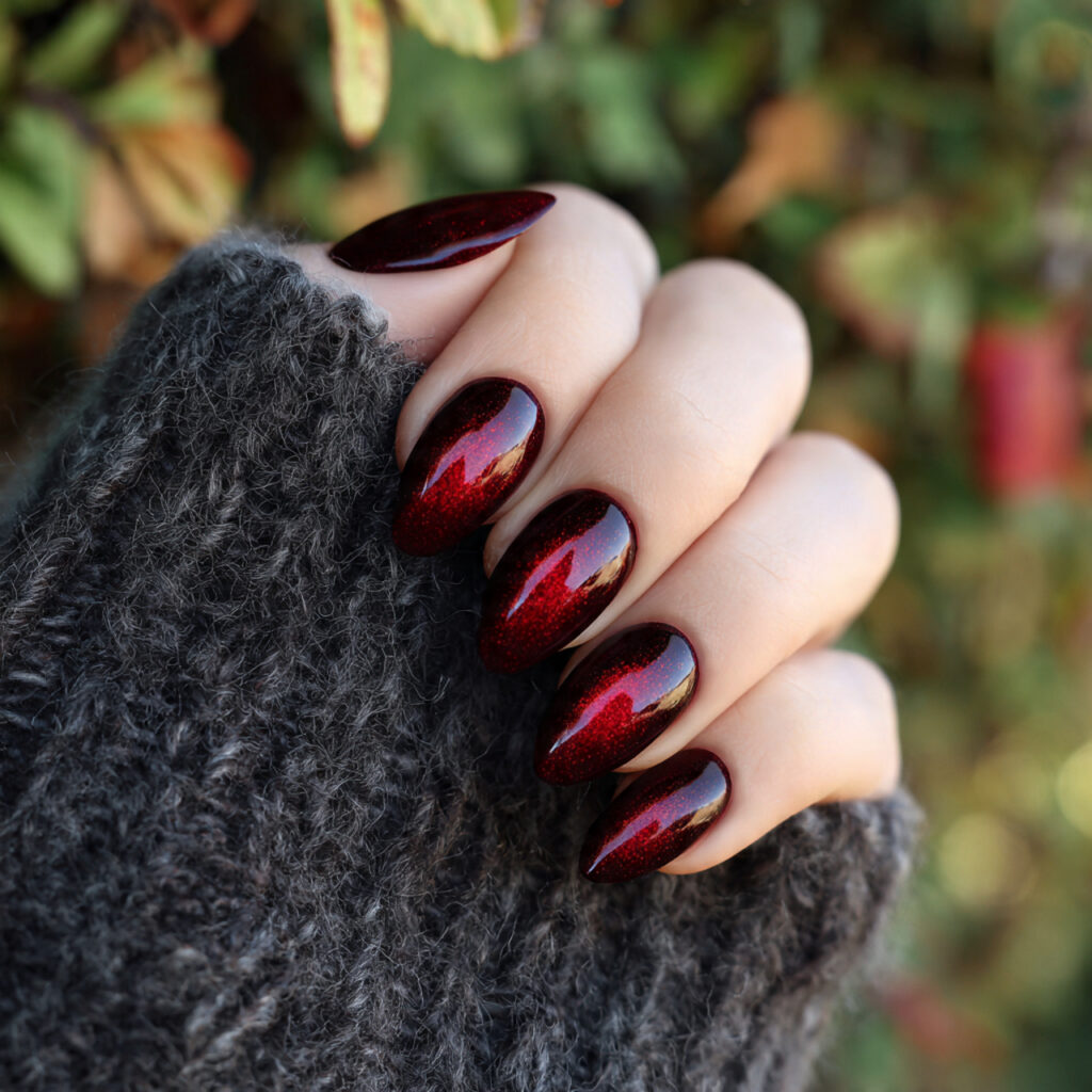 Nail Inspo Red: 14 Stunning Red Nail Ideas That Feel Bold, Chic, and Impossible to Ignore 14 attractive velvet red cat eye nails with outdoor b