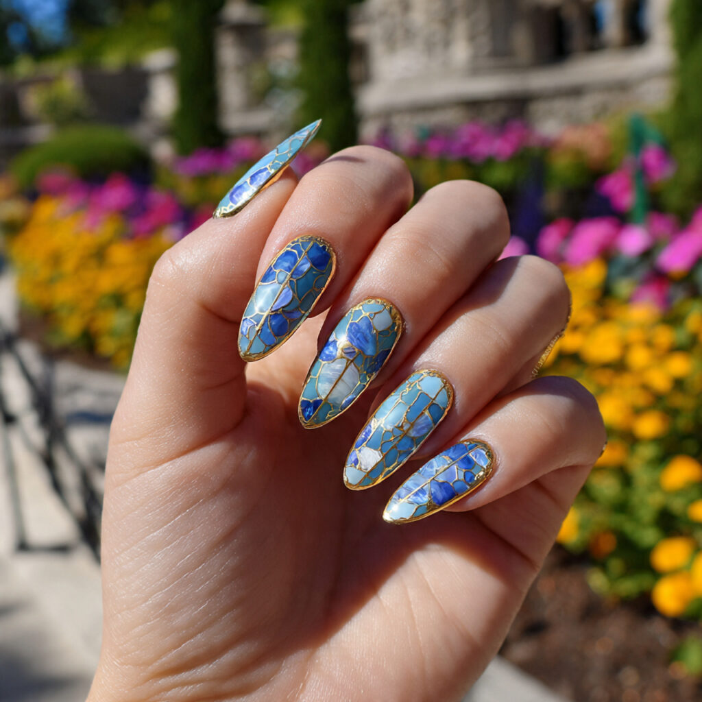 attractive vintage glass almond nails nails with s