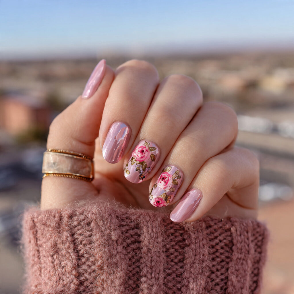 attractive vintage glass pink nails with outdoor b