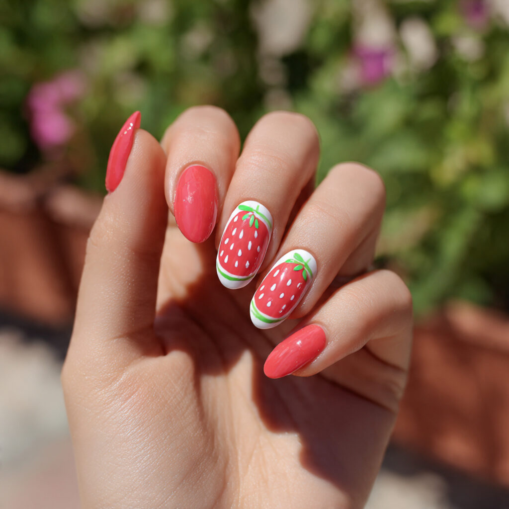 Summer Acrylic Nails: 14 Glossy, Vacation-Ready Designs You’ll Want to Screenshot 8 attractive watermelon acrylic nails with minimal s