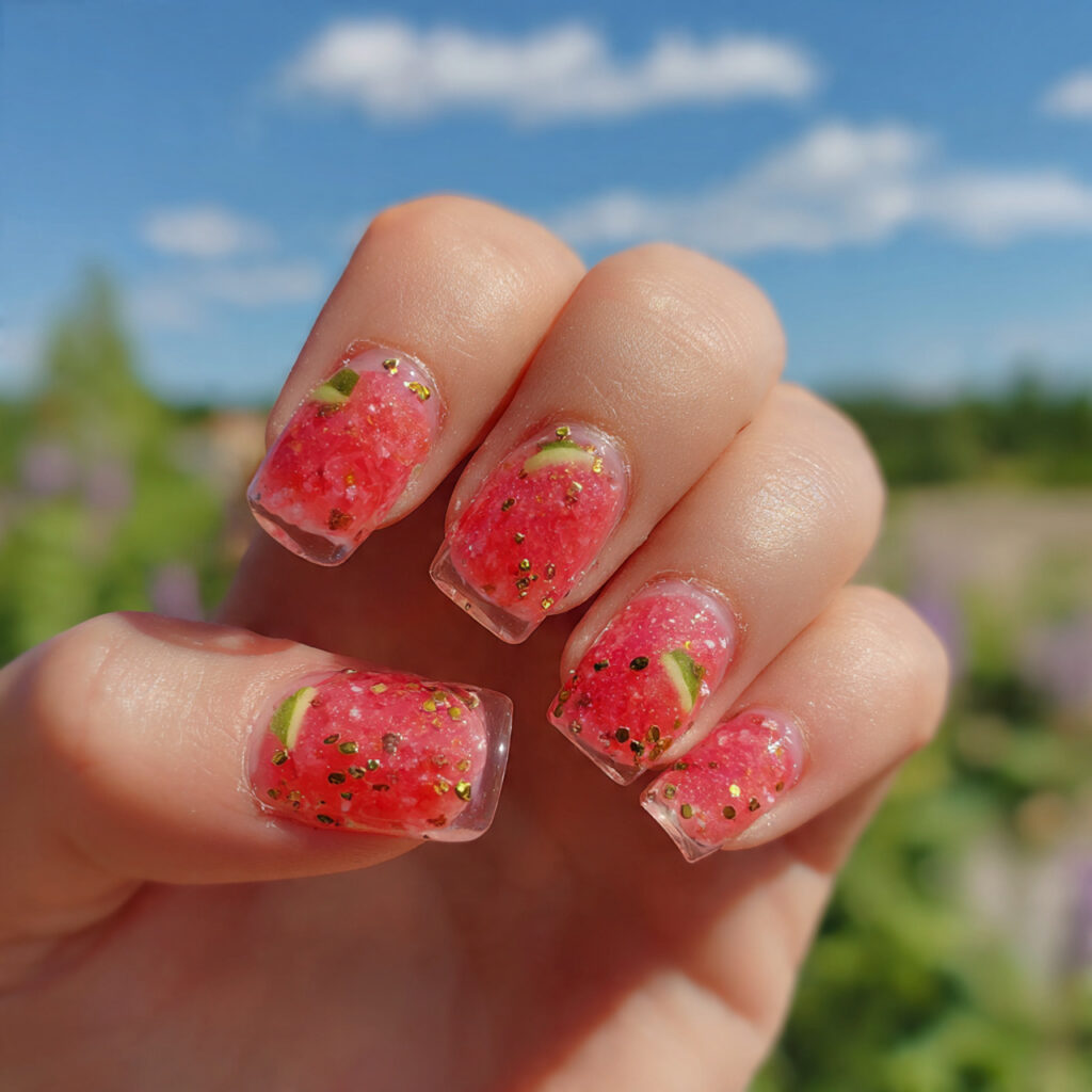 attractive watermelon jelly with tiny seeds nails