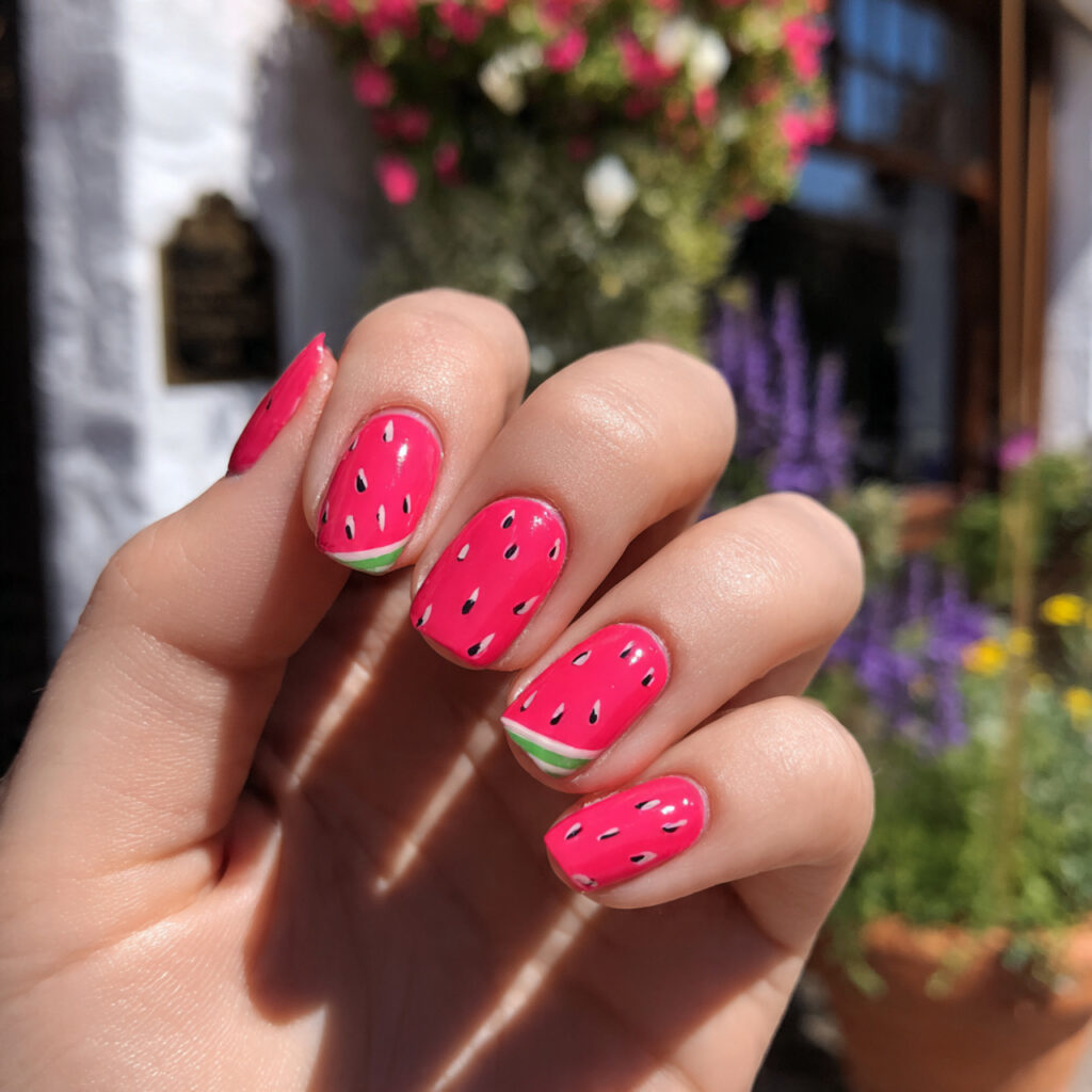 attractive watermelon pink short square acrylic na