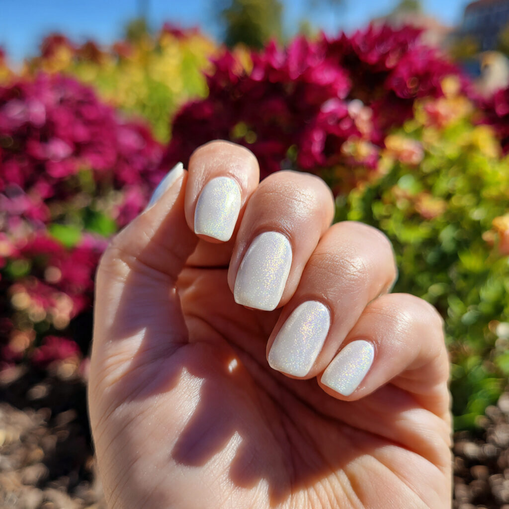 attractive white with fine shimmer fairy dust topc
