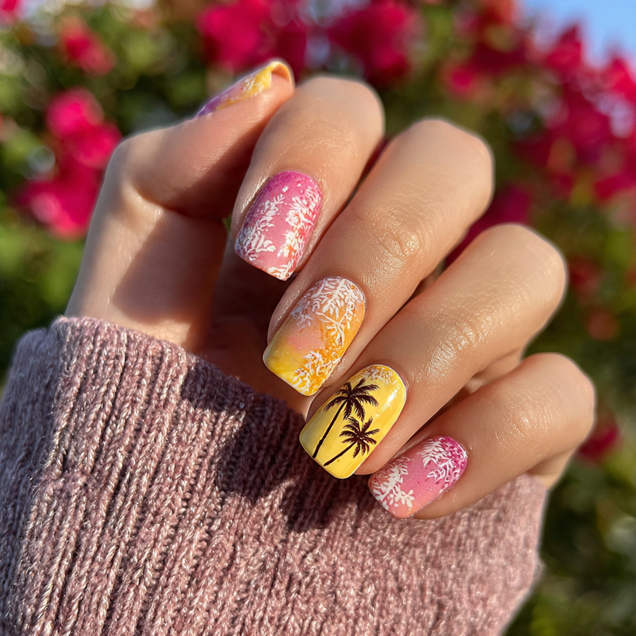 Yellow and Pink Nails