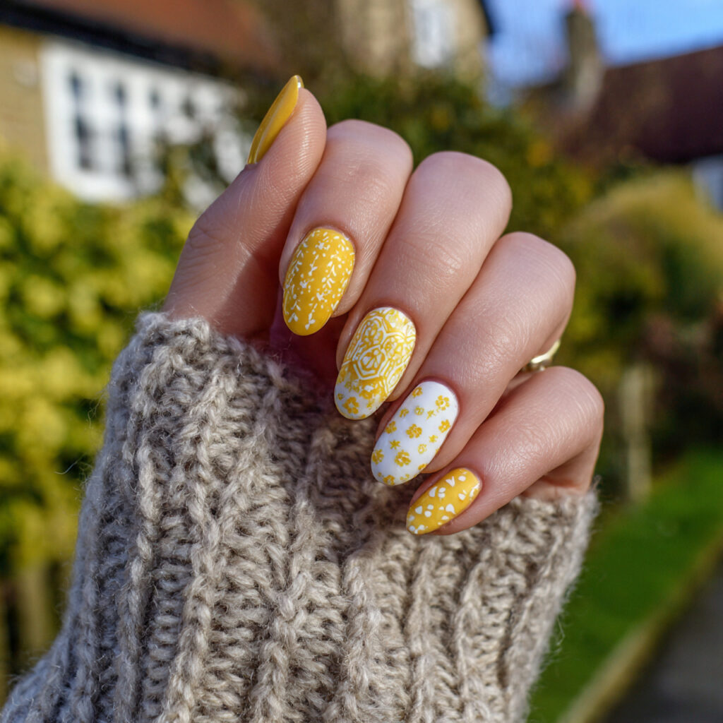 attractive yellow skittle nails butter white nails