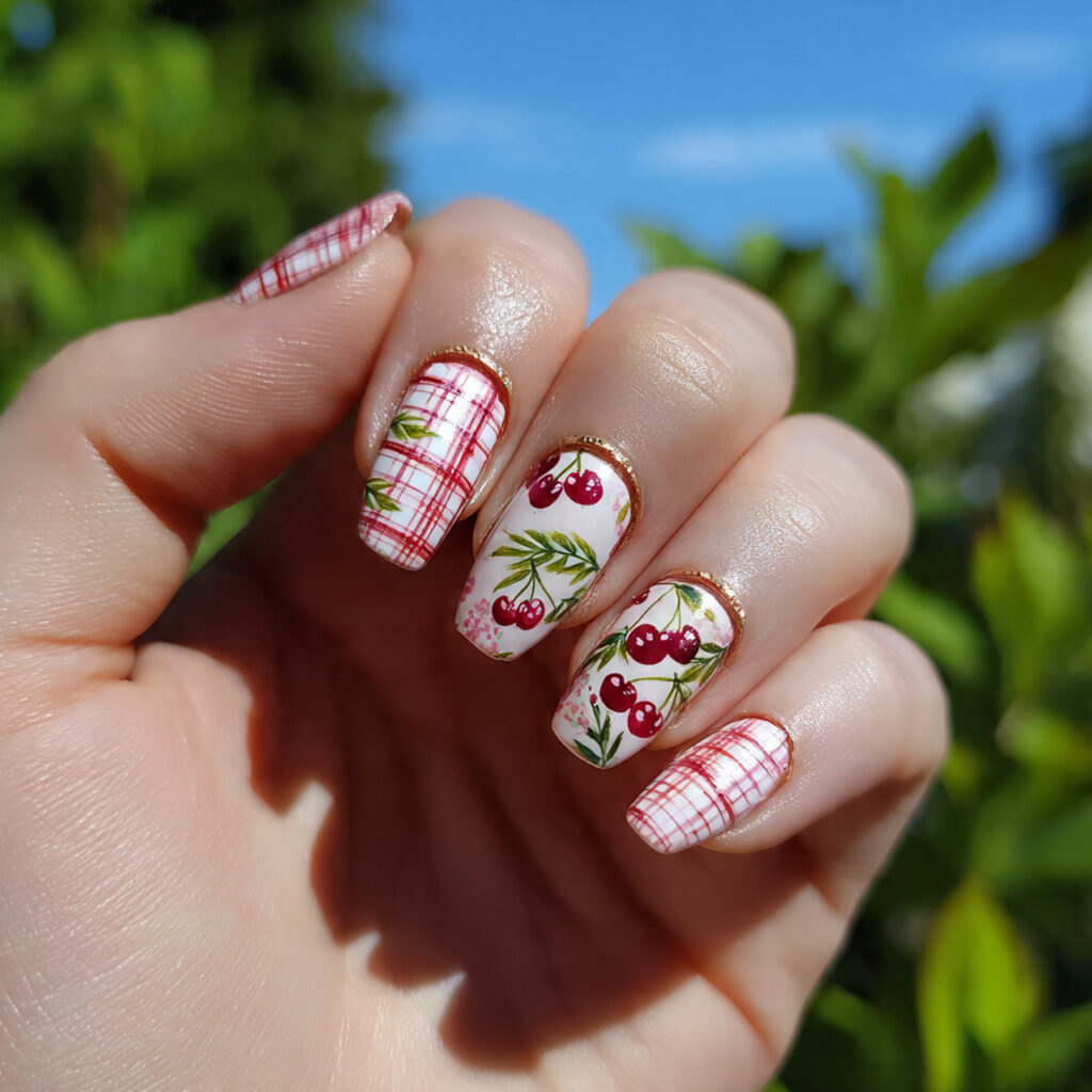 attractivecherry picnic nails holiday cute nails w