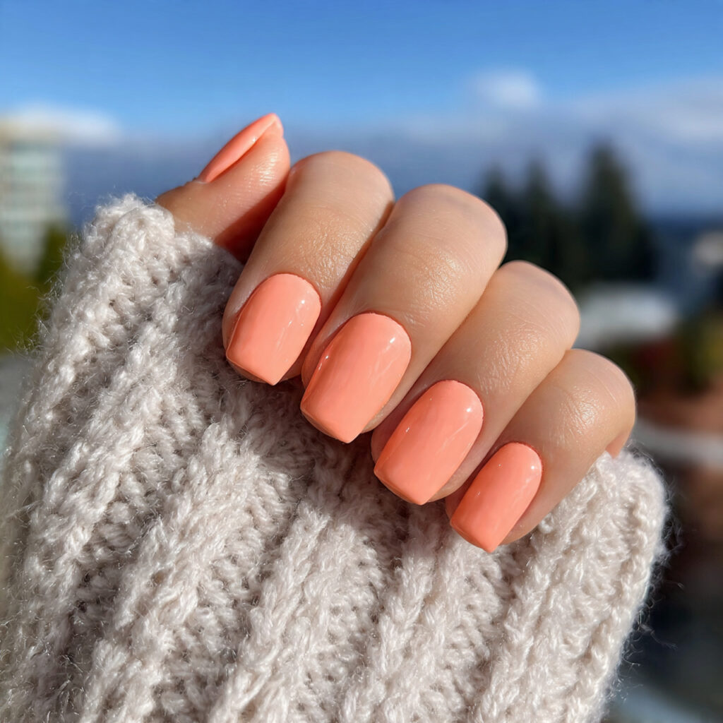 attractivepeach sorbet short ballerina nails with