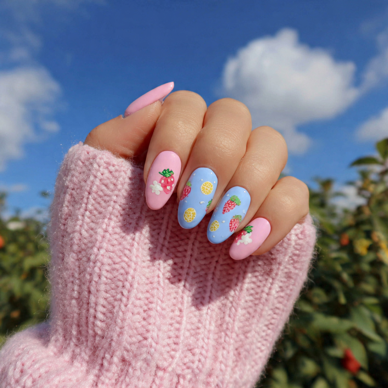 Pink and Blue Nails