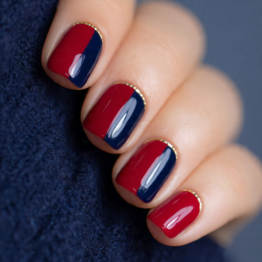 medium square red and blue nails each nail divided