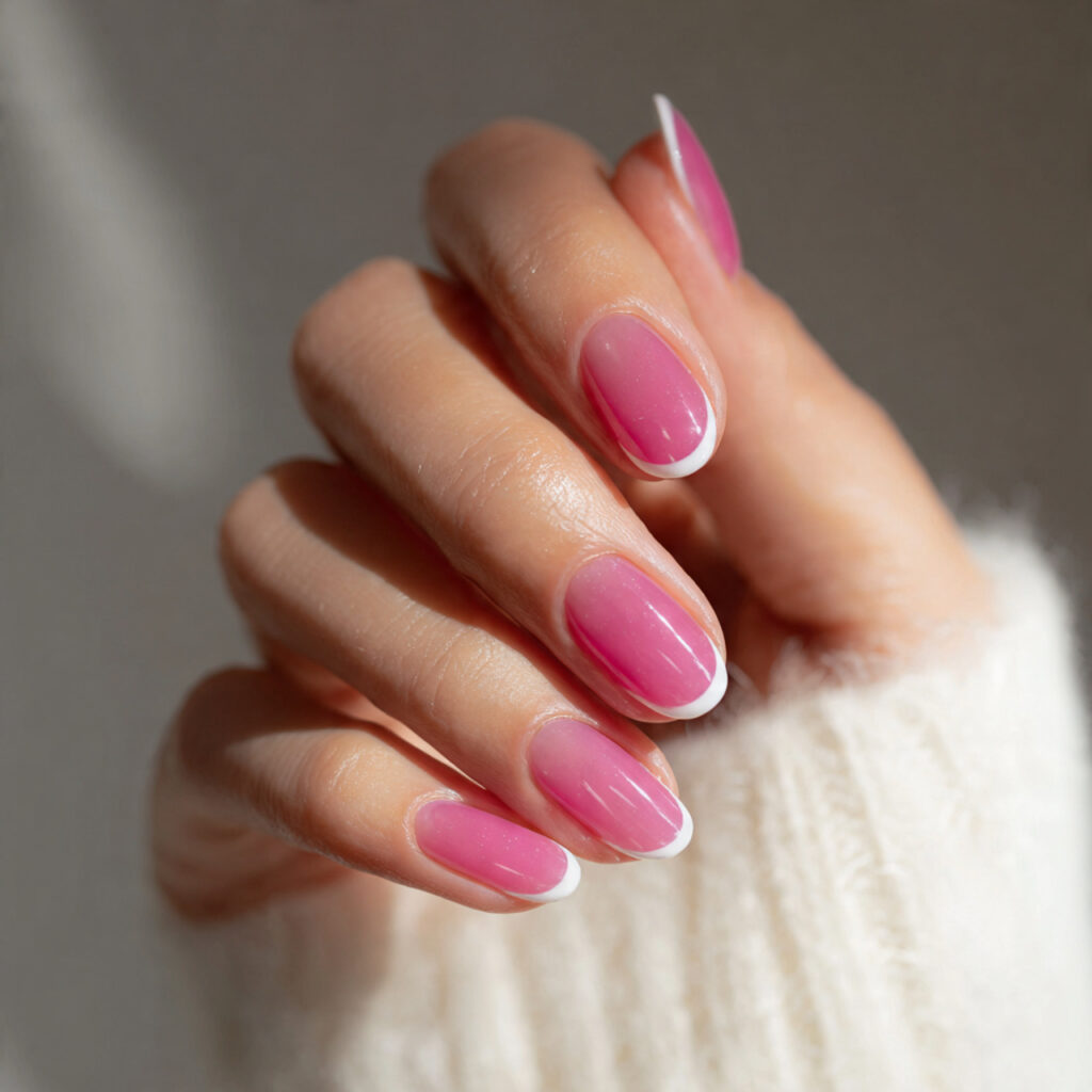 pink micro french nails