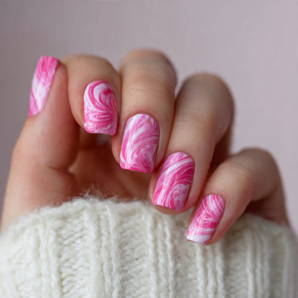 pink swirl nails