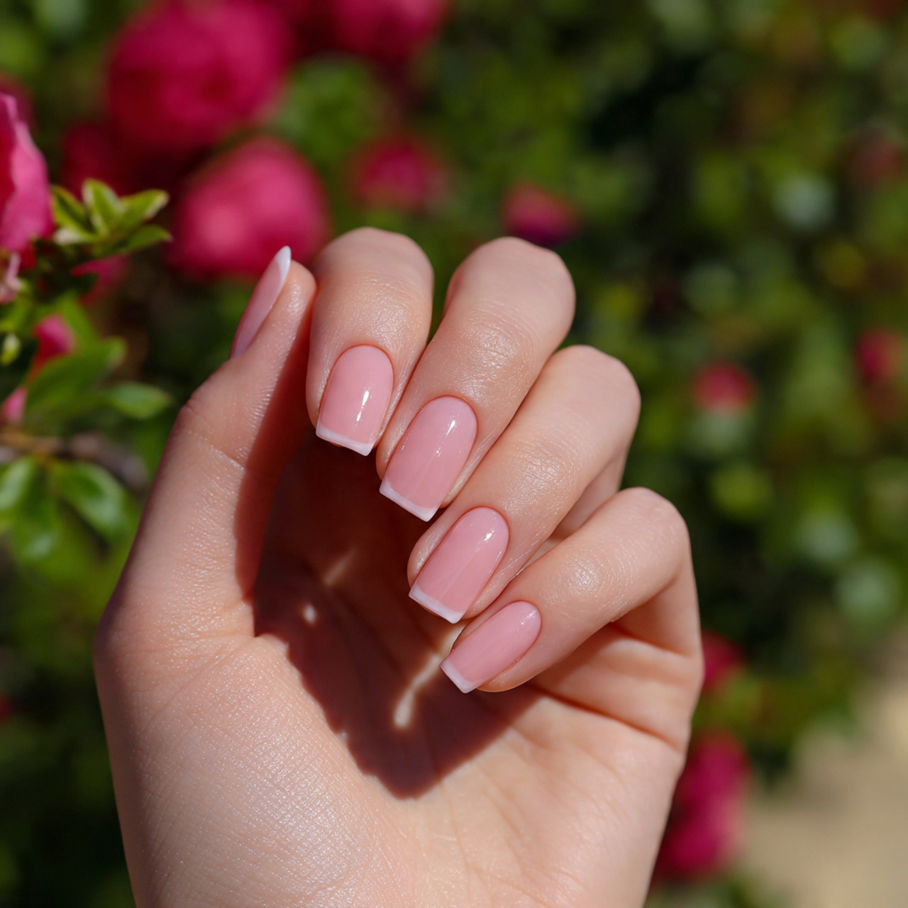pink French nails