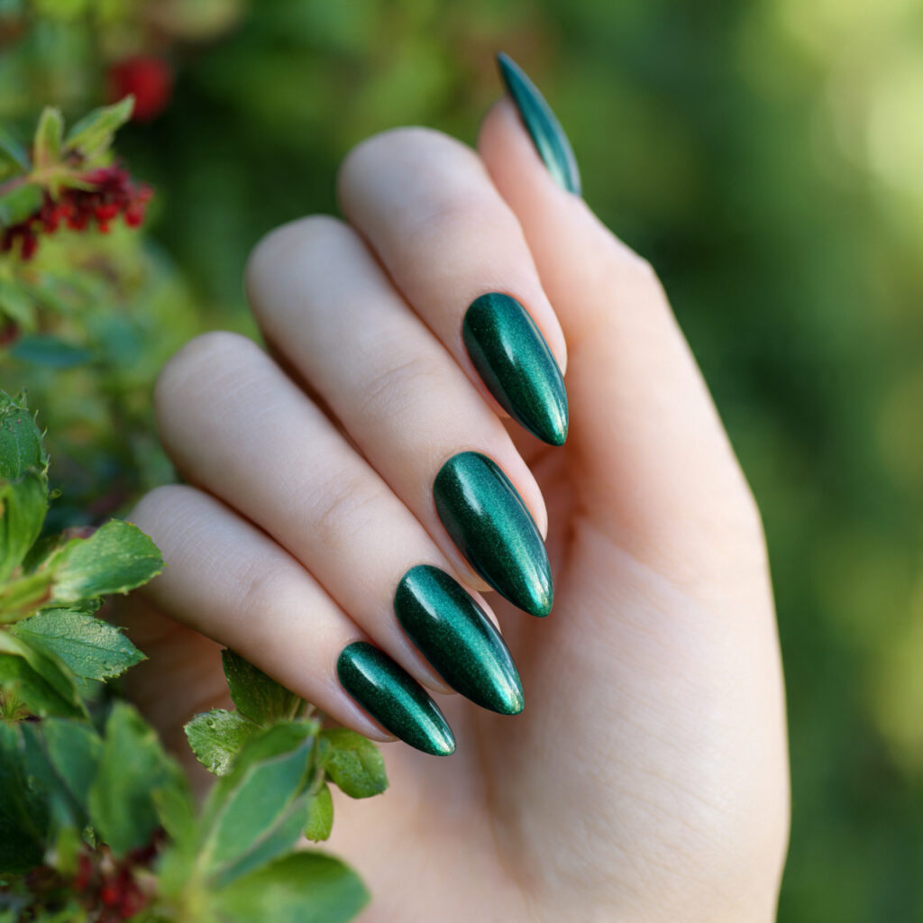Summer Nails Cat Eye: Magnetic Glow You’ll Be Obsessed With 7 attractive hand with emerald green cat eye nails g