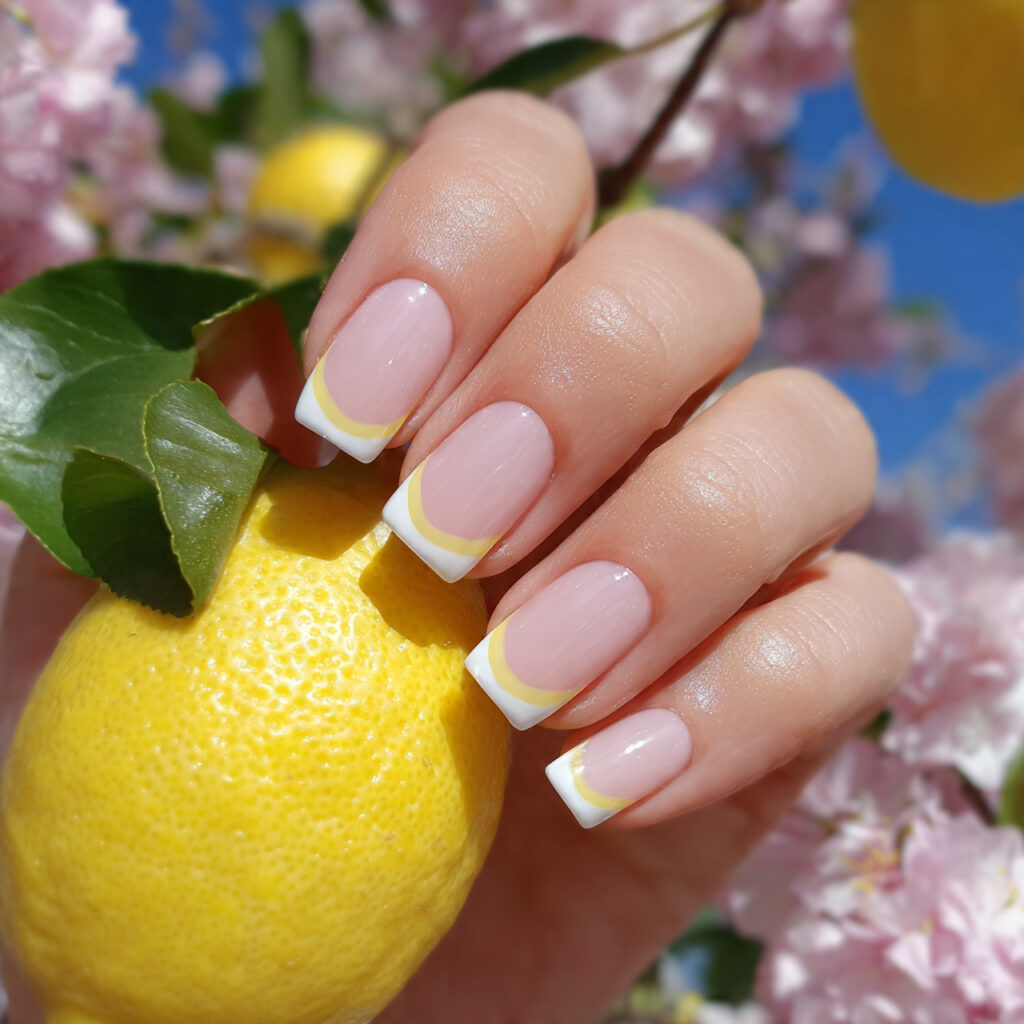 Summer Nails Square: 16 Dreamy Designs You’ll Want to Screenshot Immediately 2 attractive lemon french tip square nails with outd