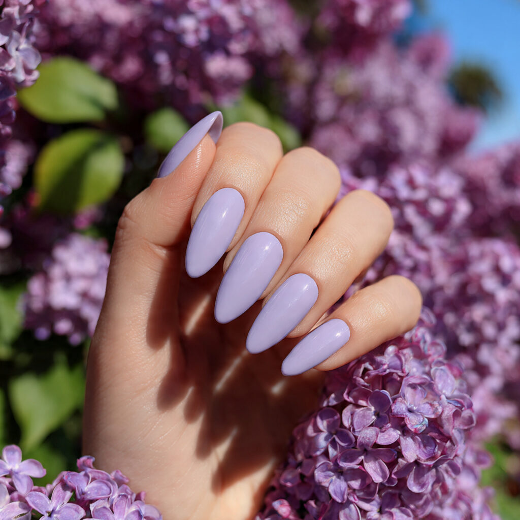Summer Nails Designs That Feel Like Sunshine at Your Fingertips 3 attractive lilac aura almond nails with outdoor su 1