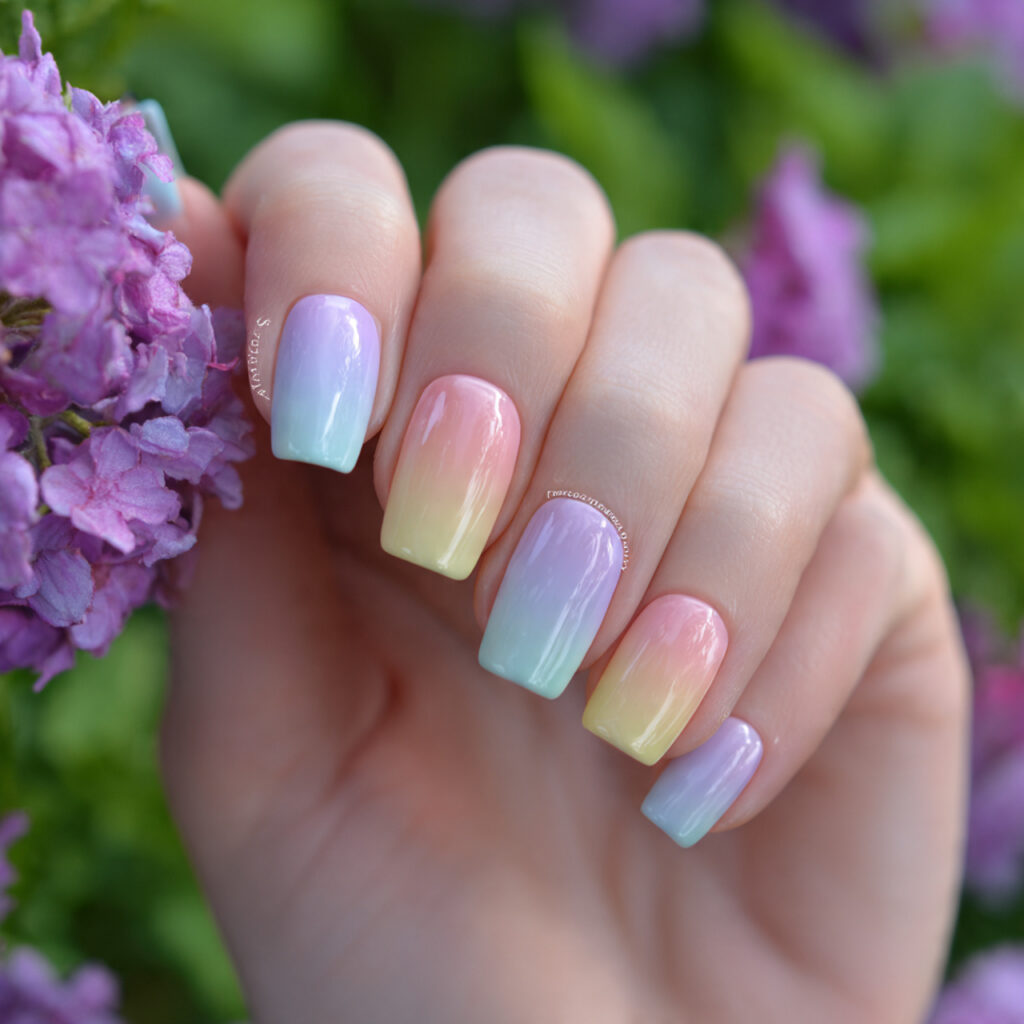 Summer Nails Square: 16 Dreamy Designs You’ll Want to Screenshot Immediately 10 attractive pastel rainbow square nails with outdoo