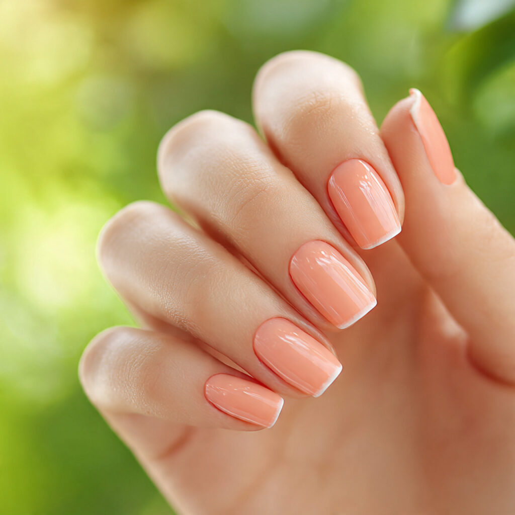 Summer Nails French: The Soft, Sunny Twist Everyone’s Obsessed With 12 attractive single hand with peachy french manicure