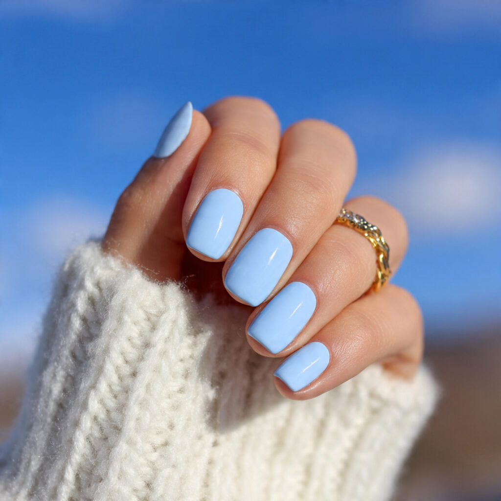 Summer Nails Square: 16 Dreamy Designs You’ll Want to Screenshot Immediately 8 attractive sky blue minimal square nails with outd