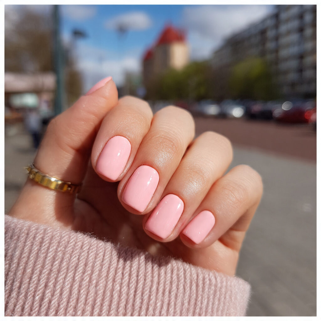 Summer Nails Designs That Feel Like Sunshine at Your Fingertips 1 attractive strawberry milk color short nails with