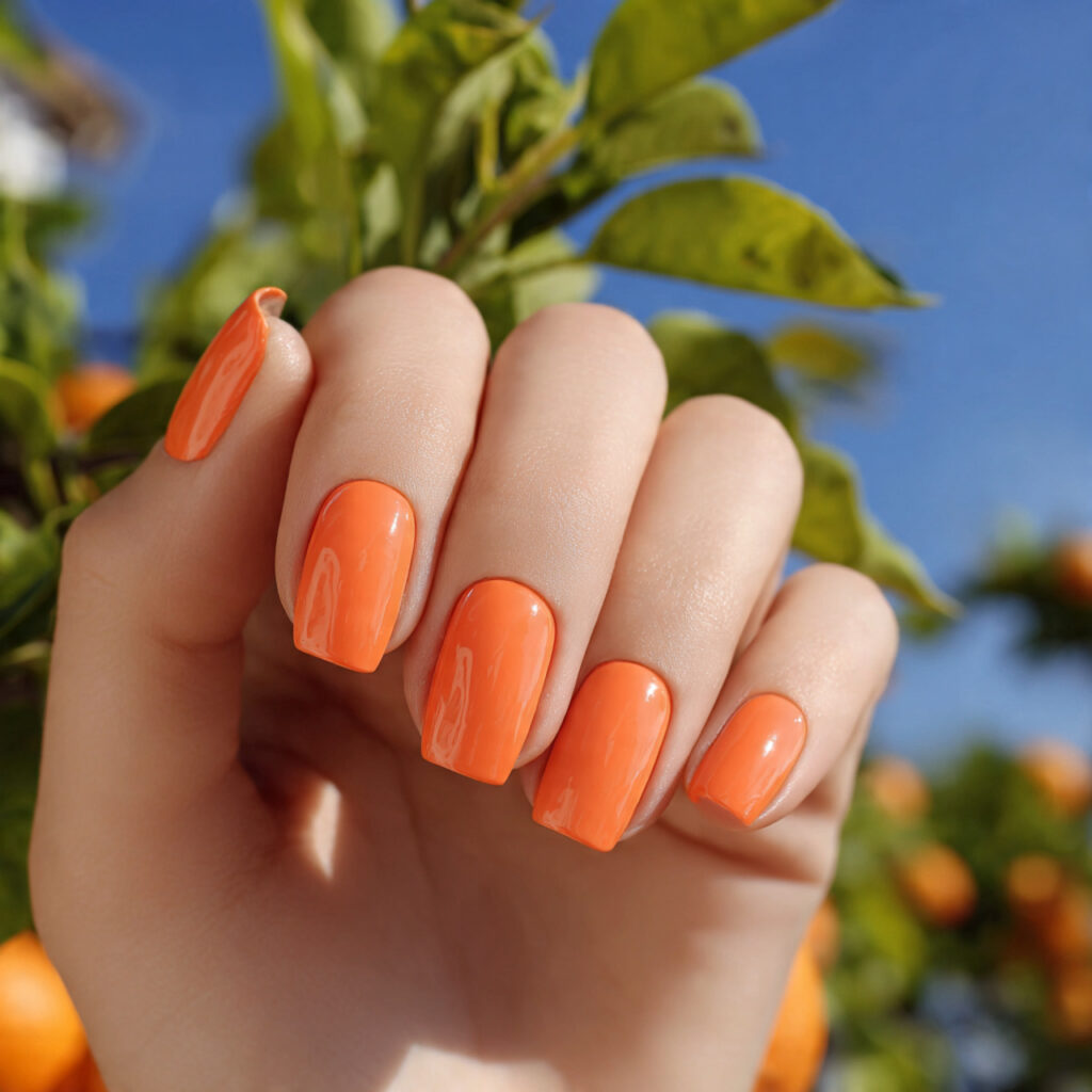 Summer Nails Square: 16 Dreamy Designs You’ll Want to Screenshot Immediately 12 attractive tangerine gloss square nails with outdo
