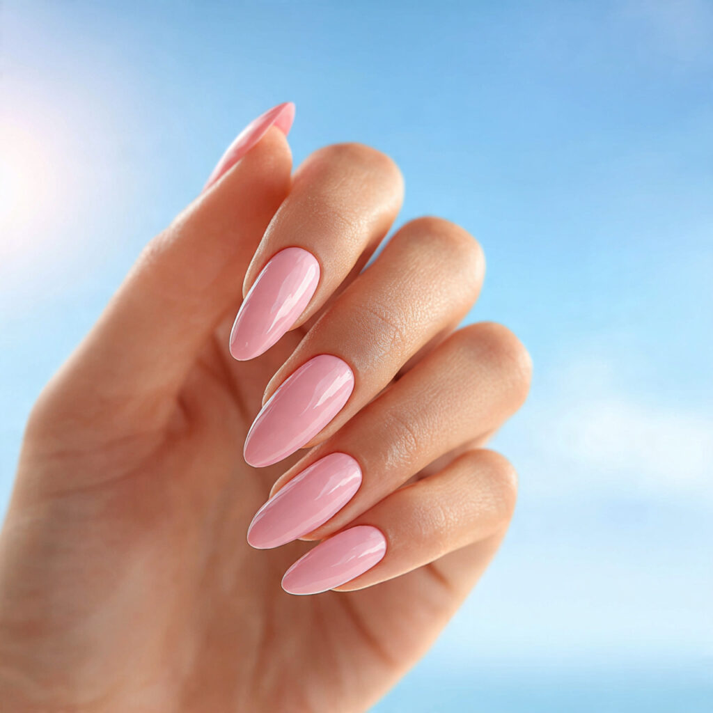 close up of one attractive hand with long nails in