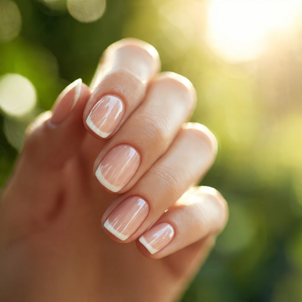 Summer Nails 2026 Short: Cute, Fresh & Effortless Nail Ideas You’ll Obsess Over 8 close up of one attractive hand with micro french 1