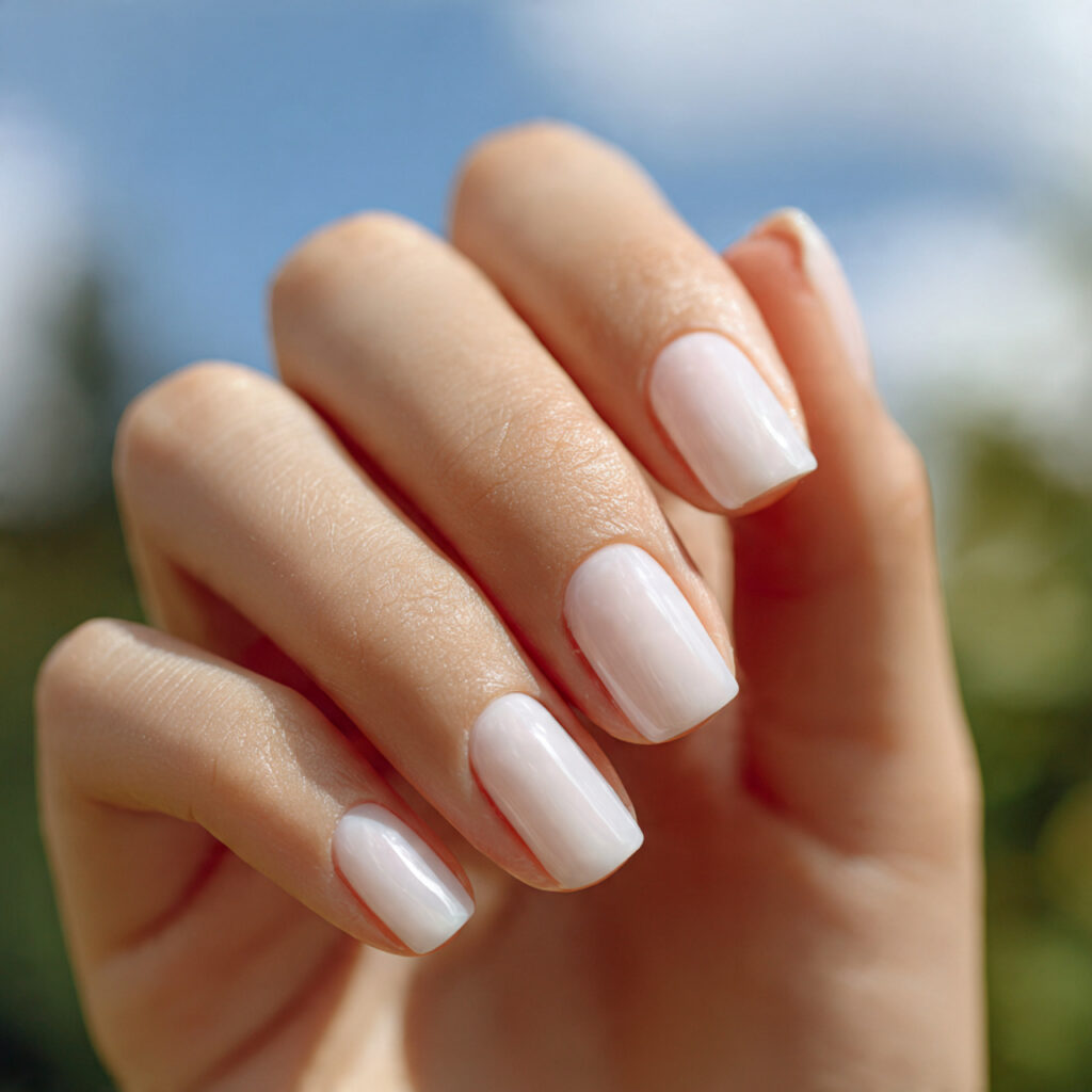 Summer Nails 2026 Simple: Soft, Effortless Looks You’ll Keep Saving 1 close up of one attractive hand with milky white s