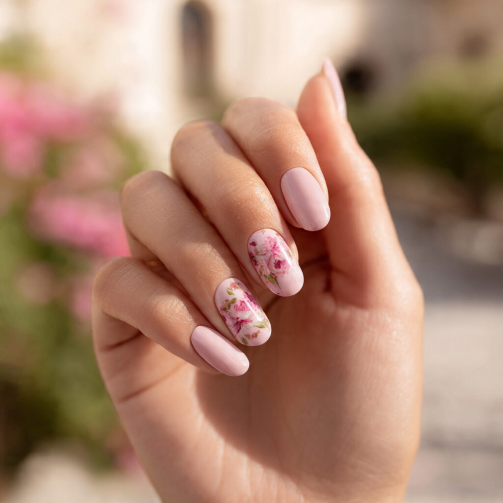 Summer Nails for Kids: Cute, Colorful & Full of Joy 3 close up of one attractive hand with pastel flower 1