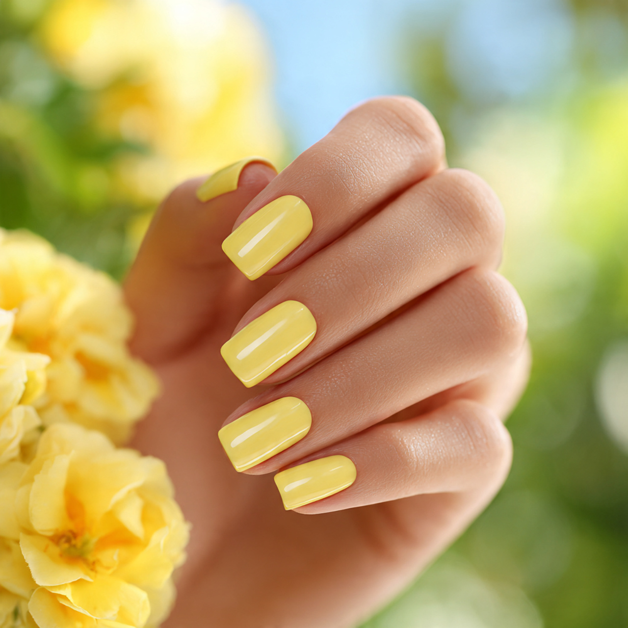 Summer Nails Yellow Pastel