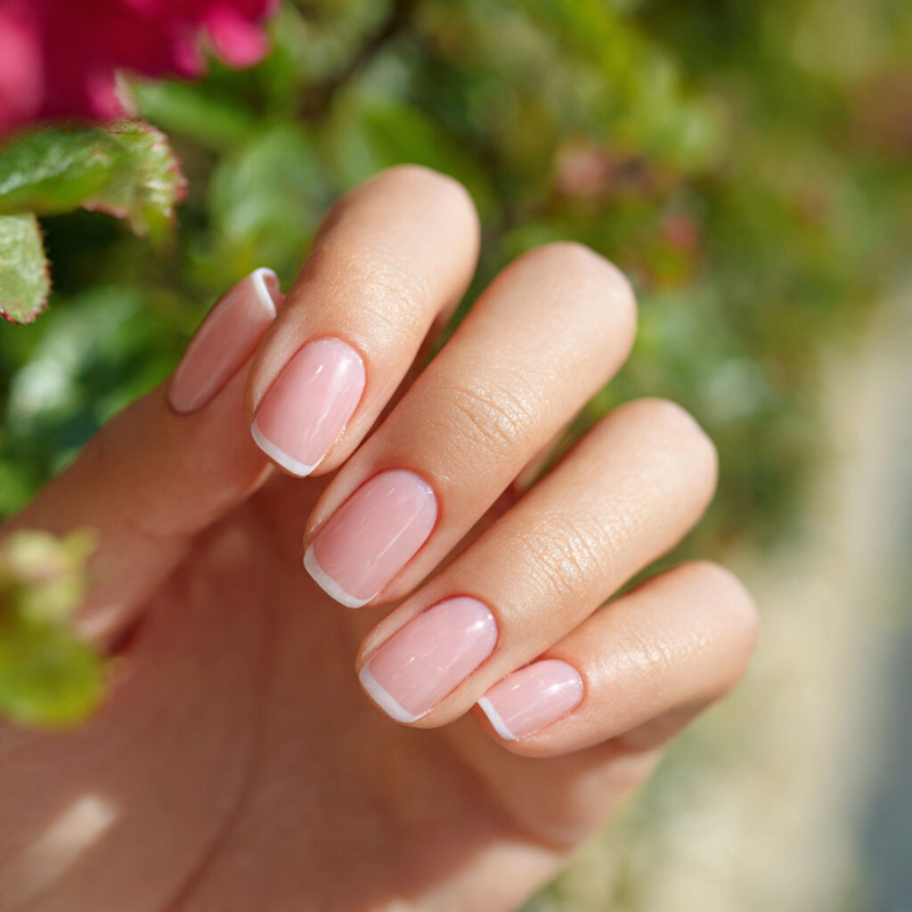 Summer Nails 2026 Pink: Soft, Glossy & Dreamy Pink Nail Inspo 5 close up of one hand with attractive baby pink fre