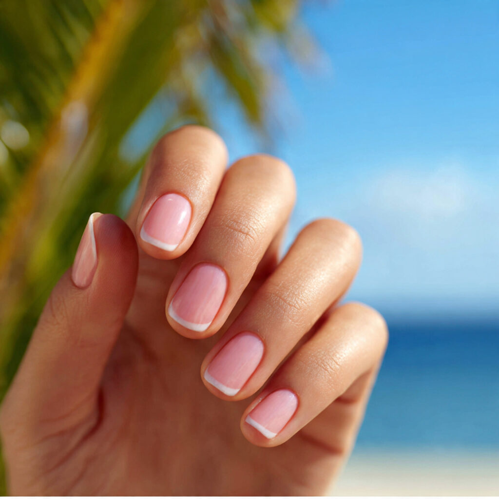 Summer Nails Inspirations: The Dreamiest Looks You’ll Want to Save Instantly 12 close up of one hand with attractive french tip na