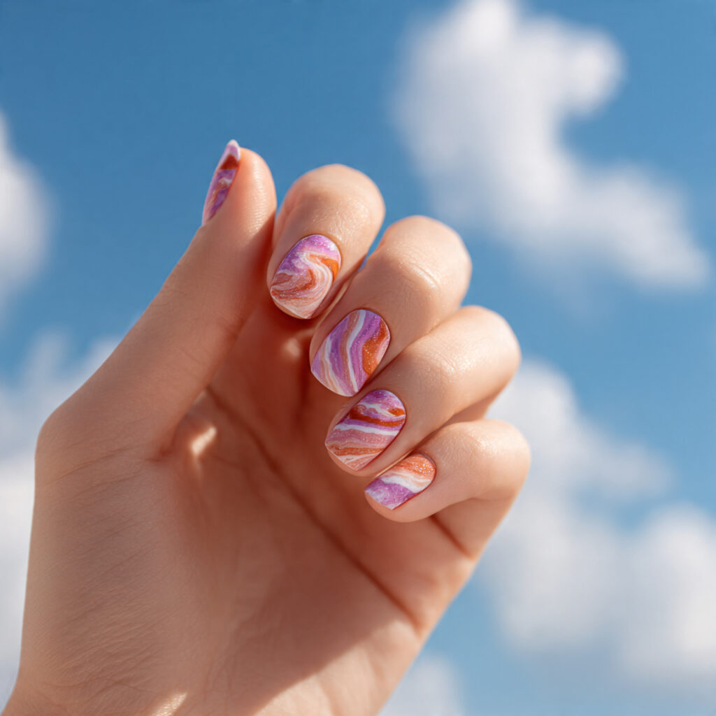 Summer Nails Colorful: Bright, Playful & Totally Aesthetic Ideas 10 close up of one hand with attractive ice cream swi