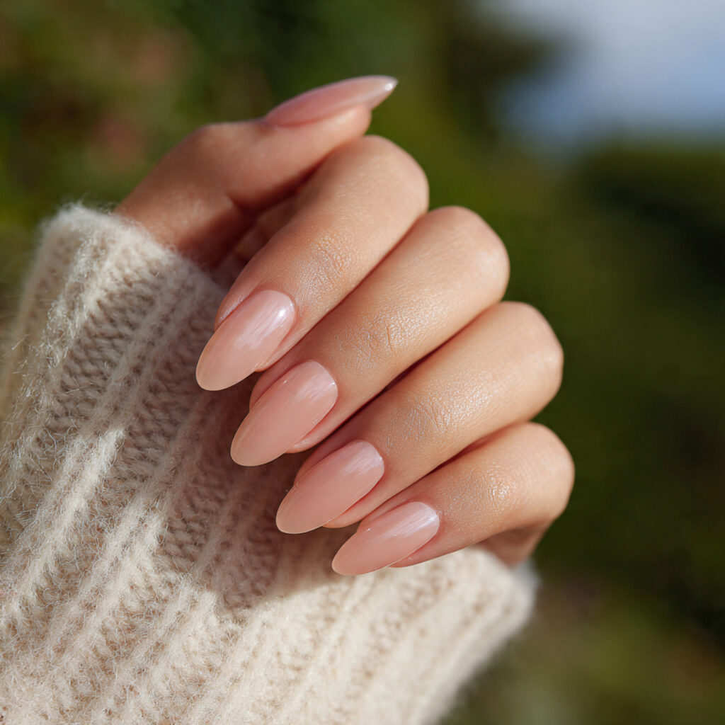 Summer Nails Cat Eye: Magnetic Glow You’ll Be Obsessed With 4 close up of one hand with attractive peach glow ca