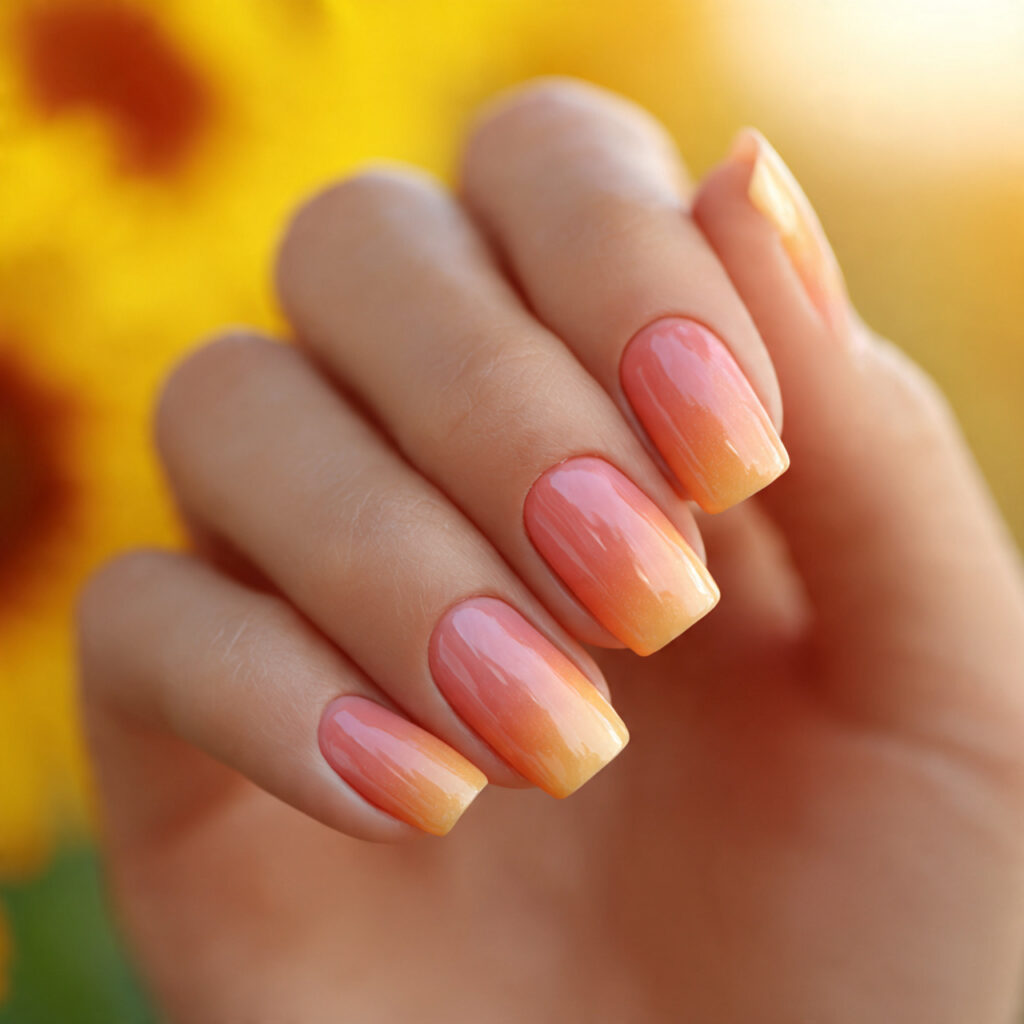 Shellac Nails Summer: Long-Lasting Shine for Your Dreamy Manicure 8 close up of one hand with attractive shellac ombre